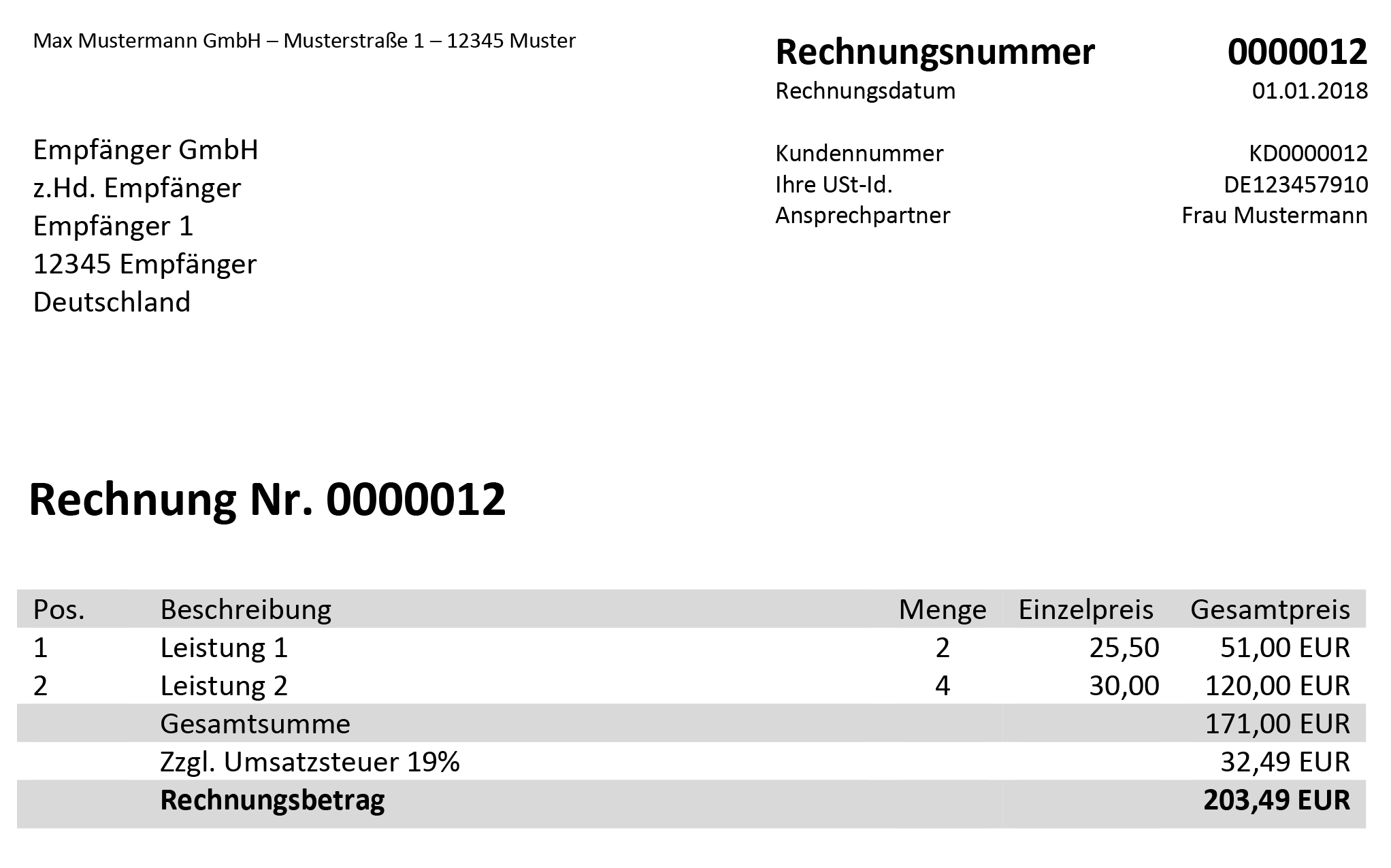 Rechnung schreiben